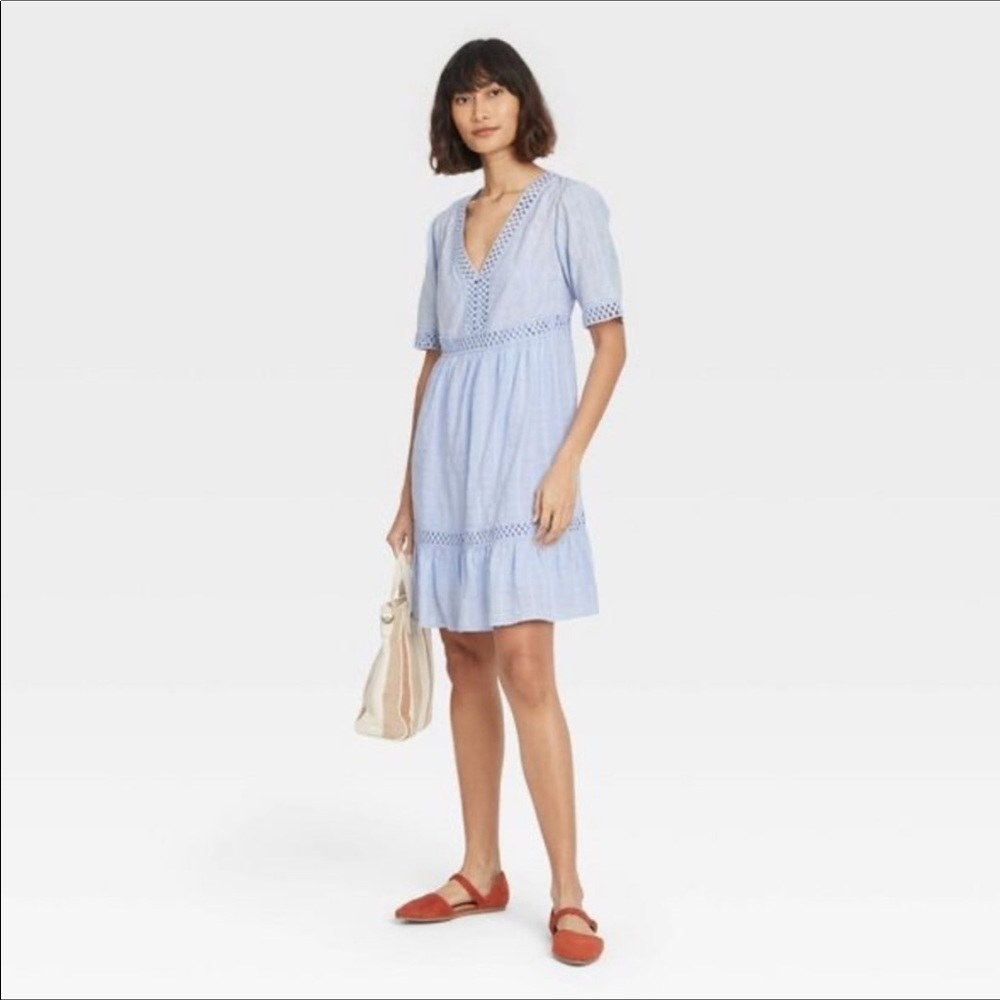 XL Knox Rose Boho Prairie Dress in blue